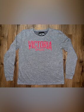 Victoria Sport Gray Crewneck Sweatshirt with Pink Logo